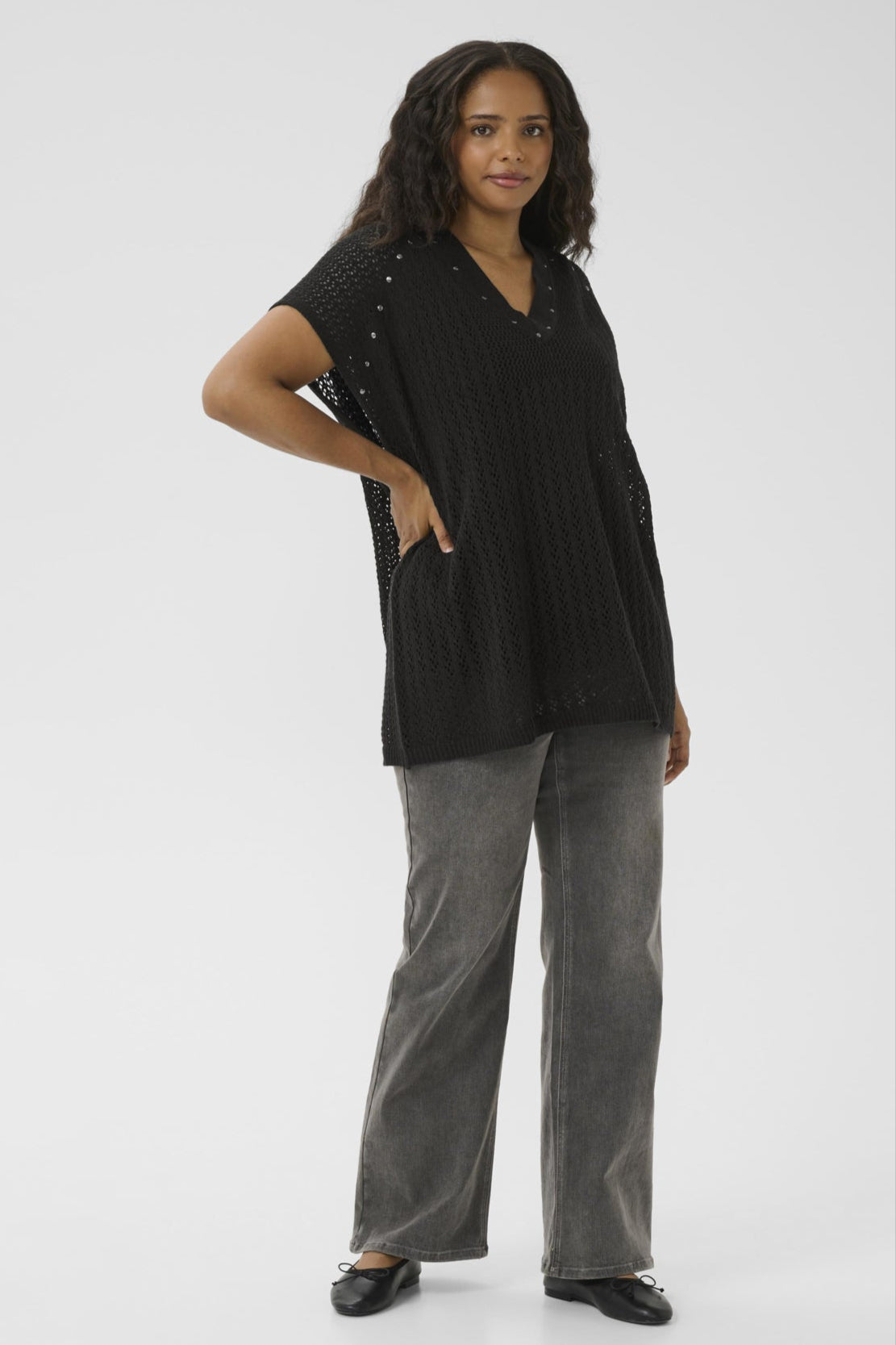 KCrosa Strik Poncho Sort