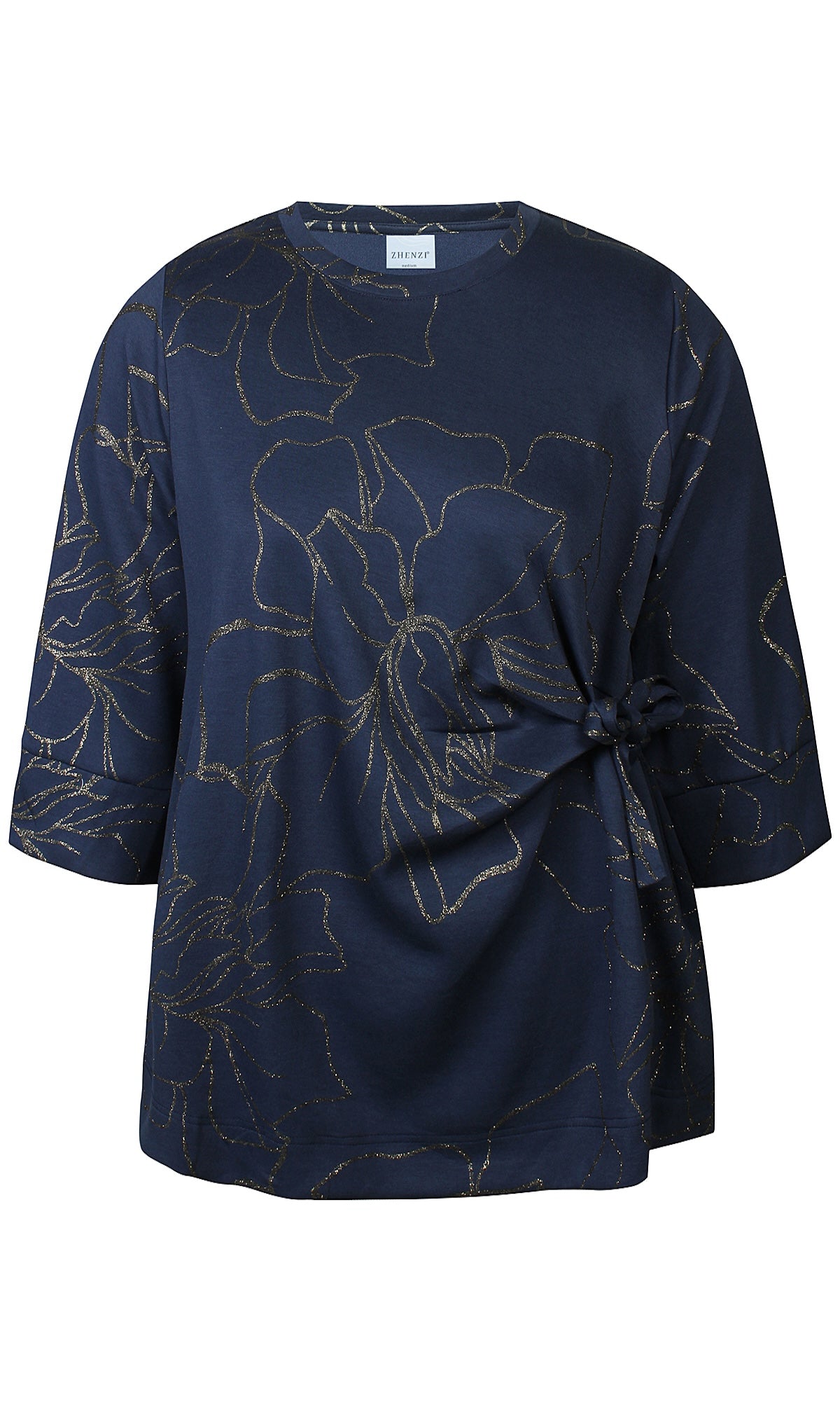 Mya Bluse Navy med sløfte