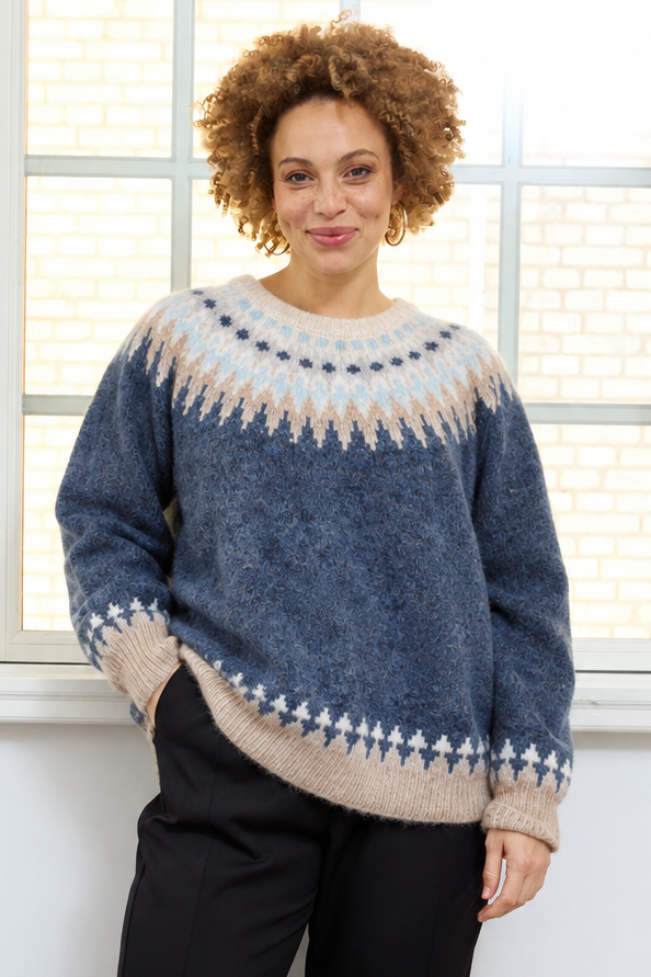 Myrna Strikbluse Blå